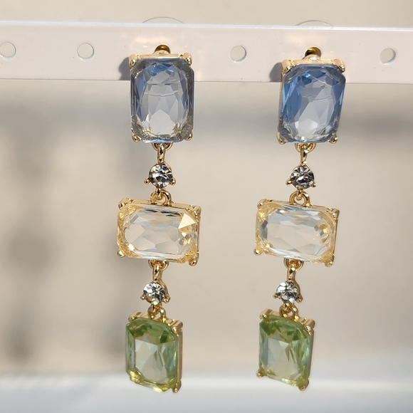 Elegant Gold and Gemstone Drop Earrings - Picture 1 of 3